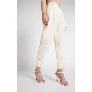Aje Aurora Lace-Up Ankle Pant Ivory Linen Womens Pants US 2